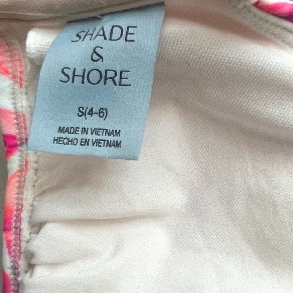 Shade & Shore Textured Palm Print Bralette Bikini Swim Top Womens Small Pink NWT